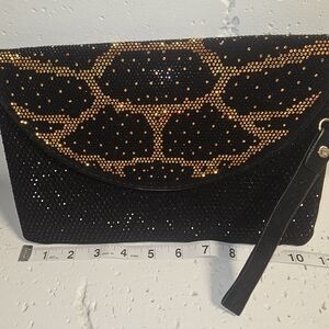 Black Clutch Wristlet with Gold Rhinestone Pattern. Its Brand New But No Tags